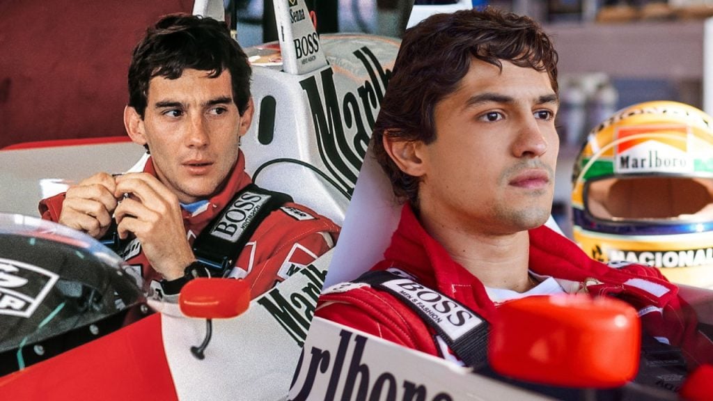 Comparação de Senna e seu personagem vivido por Gabriel Leone